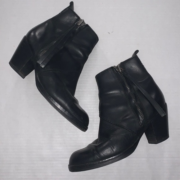 Acne Pistol Leather Black Boots Size 37/7 - Picture 1 of 11